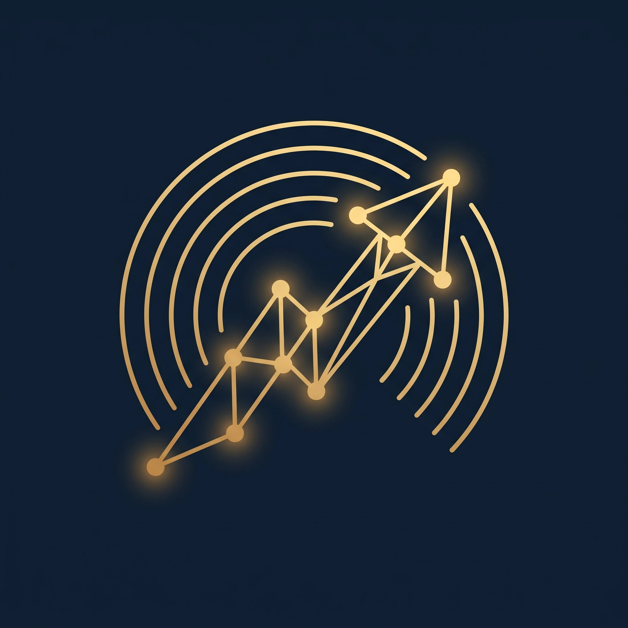 Curva de crecimiento con ondas de alcance, ilustración en oro